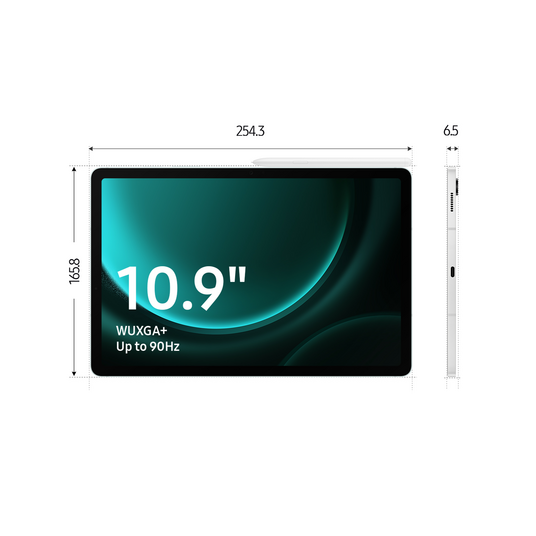 Tablet - Samsung Galaxy Tab S9 FE Wifi, 128GB, 6GB RAM, Gris, 10.9", S Pen, WQXGA+, Exynos 1380, Android 13