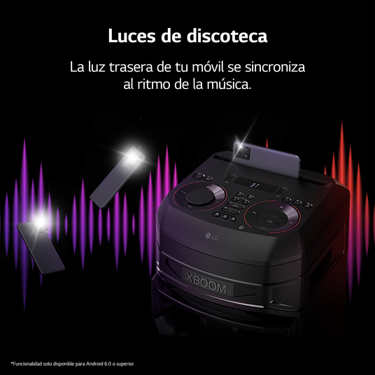Altavoz de gran potencia - LG XBOOM RNC7, Luces Multi Color, Efectos DJ. Función karaoke. Efectos de Voz, Negro