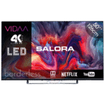 Un televisor negro grande con el nombre SALORA en la parte delantera.