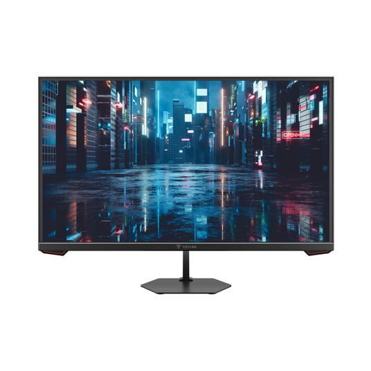 Monitor de ordenador que muestra una escena de la ciudad por la noche.
