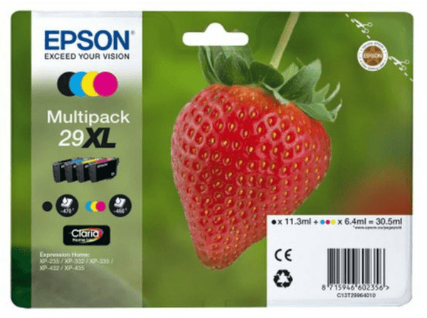 Opinión Pack Cartucho de tinta – Epson C13T29964022 Fresa • 29 cartuchos XL • CMYK